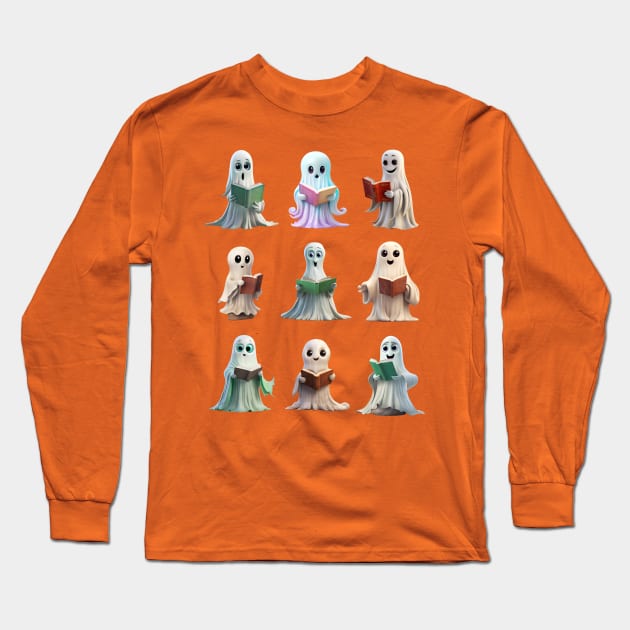 Ghost Library, Teacher Halloween Shirt, Halloween Shirt, Ghost Reading Shirt, Gift for Halloween, Spooky Season, Funny Halloween Shirt Long Sleeve T-Shirt by HoosierDaddy